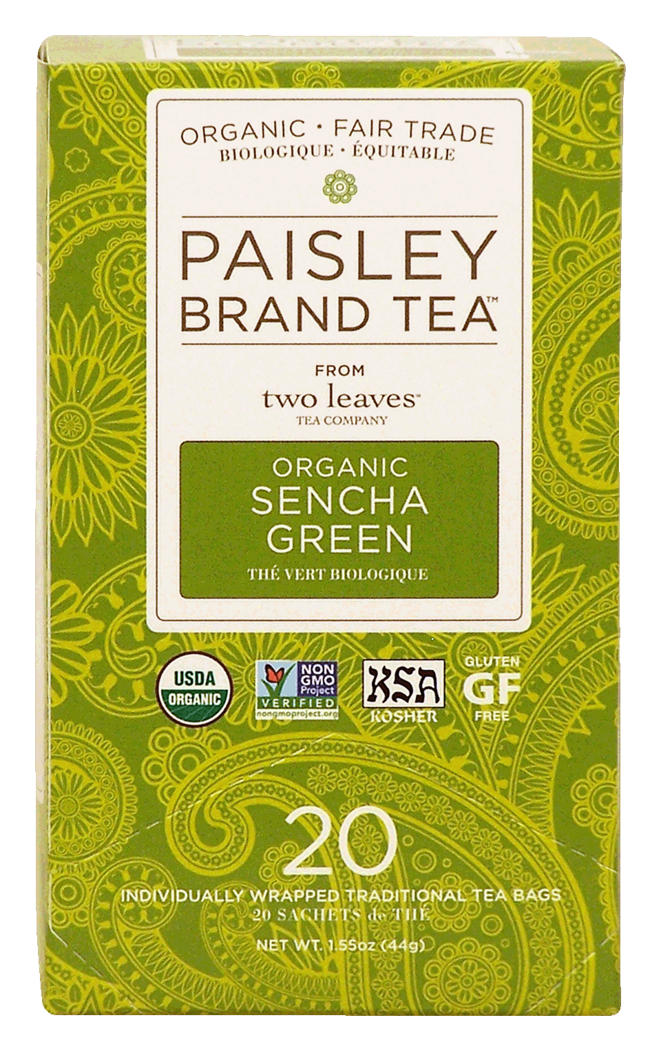 Paisley Tea Co. two leaves tea company organic sencha green, 20-tea bags Full-Size Picture